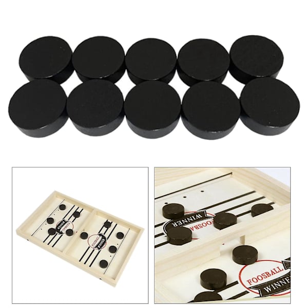 10 x Fast Sling Puck Spelpjäser Träbräda Hockeyspelpjäs 2,4 x 0,7 cm