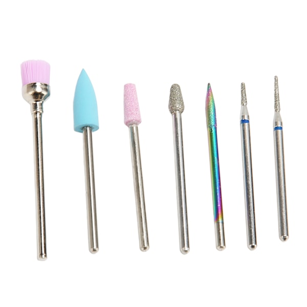 7 stk Tungsten Steel Nail Drill Bits Profesjonell Nail Salon Gel Polish Cuticle Remover Bits Set