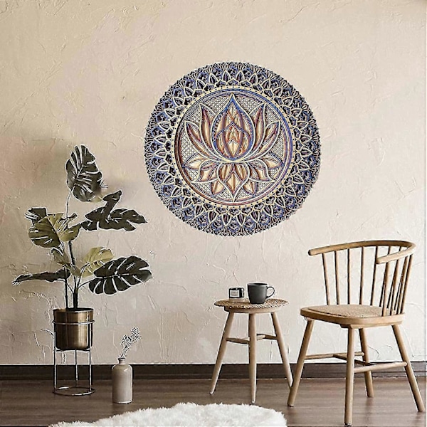 Lotusblomst Mandala-vægkunst, Lotusblomst Mandala Metal Vægophæng Til Soveværelsesindretning Boheme Vægkunst (a) 30 X 30 Cm