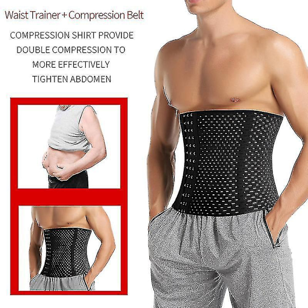 Smalnande midjetränare bälte för män - Bukkontroll Shapewear L svart