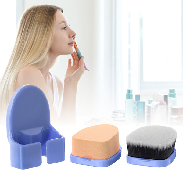 Multifunktionel Foundation Makeup Børste Elastisk Kosmetisk Pudderbørste Makeup Værktøj Blå