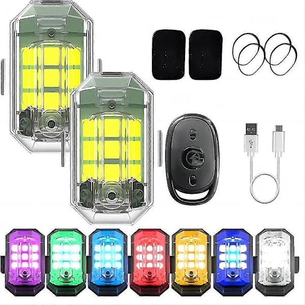 RGB LED -lentokoneen strobo-valot moottoripyörän valot LED-salama-asento langaton color02 Kaksi valoa kaukosäätimellä