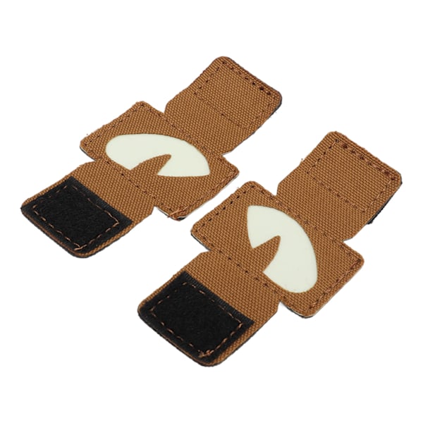 2 stk. katteøyepatch reflekterende borrelåsdesign lerret lysende katteøyepatch for hatter uniform ryggsekk utendørsaktiviteter nattturer khaki