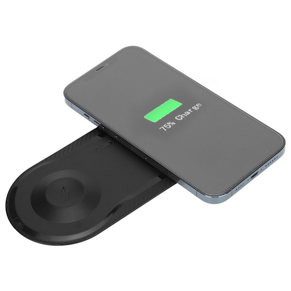 2-in-1 langaton laturi matkapuhelin kello työpöydän latausalusta pohjalevy USB-kaapelilla musta