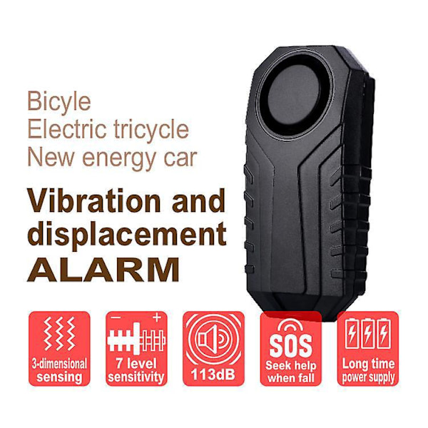 Cykelalarm, Trådlöst Stöldskyddslarm för Cykel Motorcykel, 113db Superhögt och Vattentätt (fjärrkontroll)
