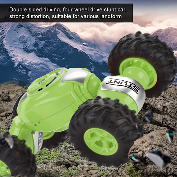 1:12 Stuntbil Dobbeltsidig Firehjulsdrift Deformasjon Fjernkontroll Crawler ModellGrønn