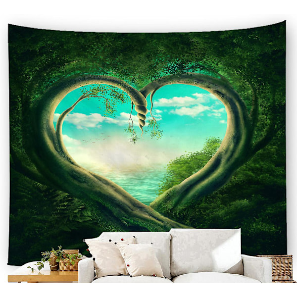 150X100cm Gobelin Natur Skoglandskap Grønn Vegghengende Tre Psykedelisk Jungel Veggkunst Dekor