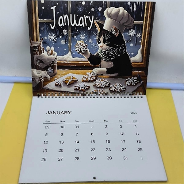 Cooking Cats -kalenteri 2025, 12 kuukauden söpö seinäkalenteri