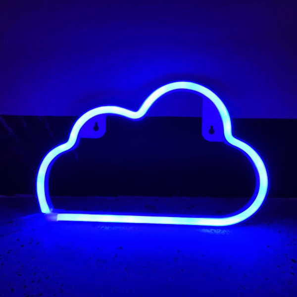 Neon-pilvivalo himmentimellä - Seinäkoriste makuuhuoneeseen, olohuoneeseen, juhliin, lapsille, suoratoistohuoneeseen. USB-virralla