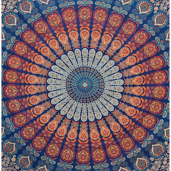 Bohemian Hippie Mandala Vegghengende sengeteppe
