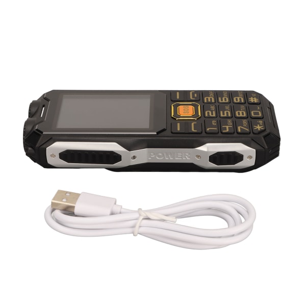 Senior mobiltelefon 2G 2,6 tum ultratunn 16800mAh högvolym äldre mobiltelefon med laddningslinje för att ringa svart