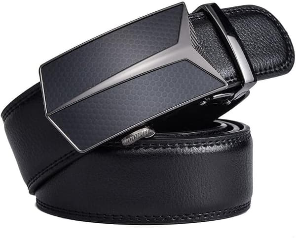 Men's Ratchet Belt Genuine Leather Sliding Belts Adjustable