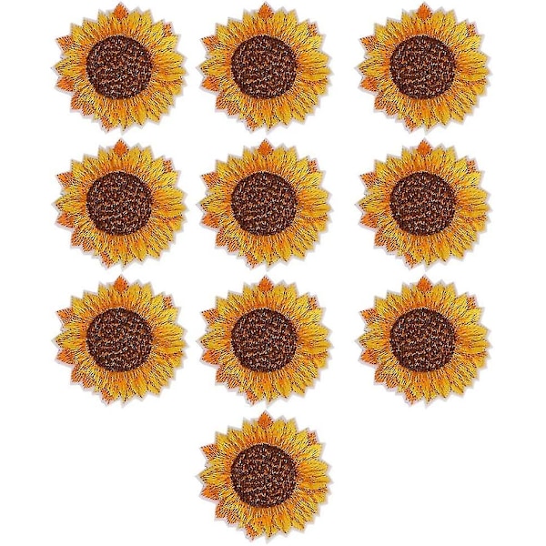 Solsikke broderet patch - DIY tøj applikation (20 stk.)