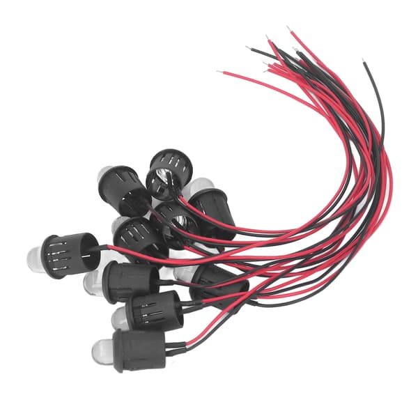 10 stk. LED-diodelys 10 mm 12V pilotlysindikator med vandtæt ledning til bilbåd rød