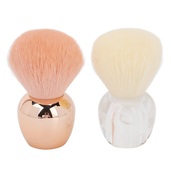 2 stk. Sminke Blush Brush Profesjonell Bærbar Elegant Myk Syntetisk Fiber Løs Pudderbørste for Kvinner