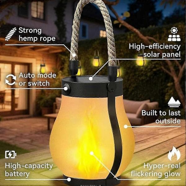 4 pcs Solar Lantern Outdoor Lighting Waterproof Dancing Flame for Garden and Yard Decoration
