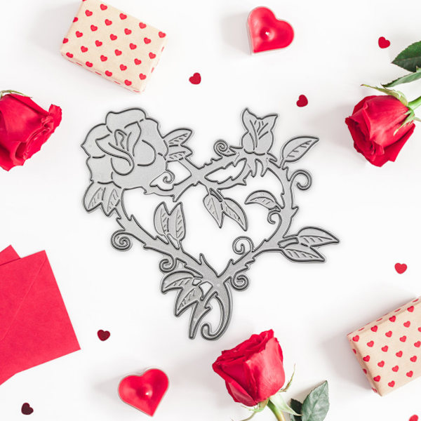Hjerte Rose Metal Skæredør Stanser Embossing Skabeloner Scrapbooking til DIY Håndværk Papir Kortfremstilling Album Dekorativ