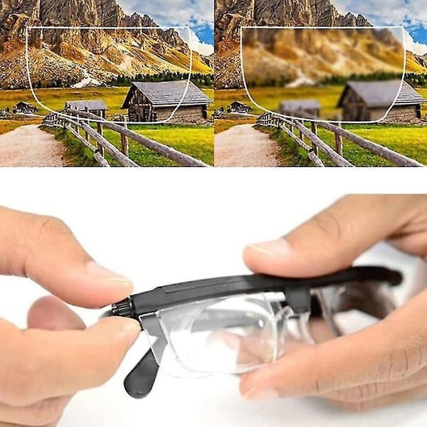 Briller med variable styrkeglas, variabel fokus og zoom