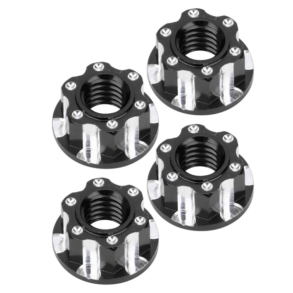 4 stk M4 utskjæringssekskantmuttere aluminiumslegering Passer til HSP Sakura D3 D4 1/10 RC CarBlack