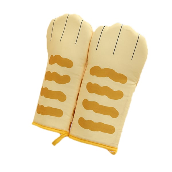 Oven Mitts Heat Insulated Protective Polyester Kitchen Cook Mittens for Baking Grilling Barbecue Yellow