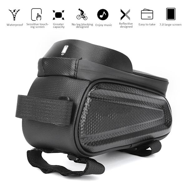PVC Sort Hard Shell Vandtæt Performance Touching Screen Cykel Taske Mobiltelefon Cykling Pakke Udstyr