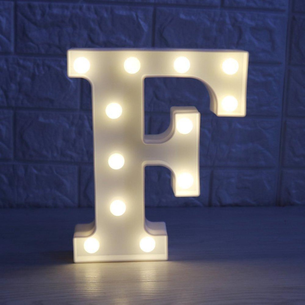 LED-lysbokstav F med trådløs timer og dimmbar fjernkontroll for bursdag, fest, bryllup, høytid, hjem