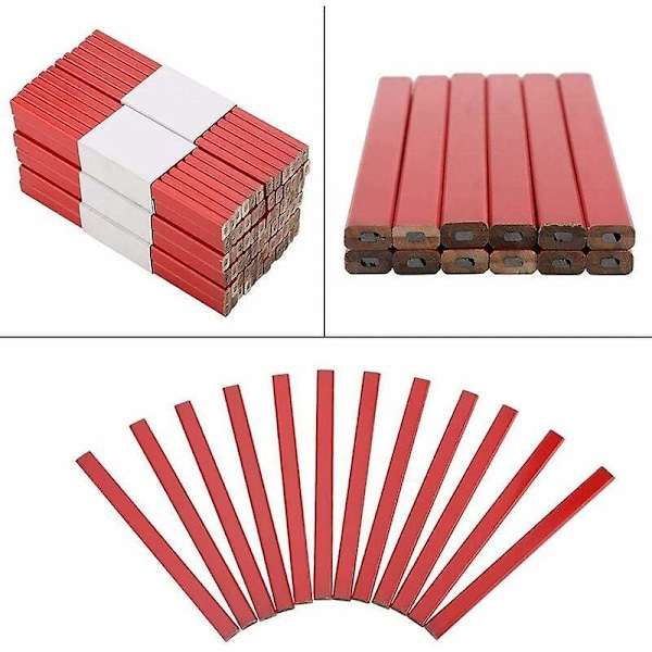 Set med 72 snickarpenna för snickare, snickarpennor, snickarpenna, 17,5 x 1,3 x 0,7 cm Röd