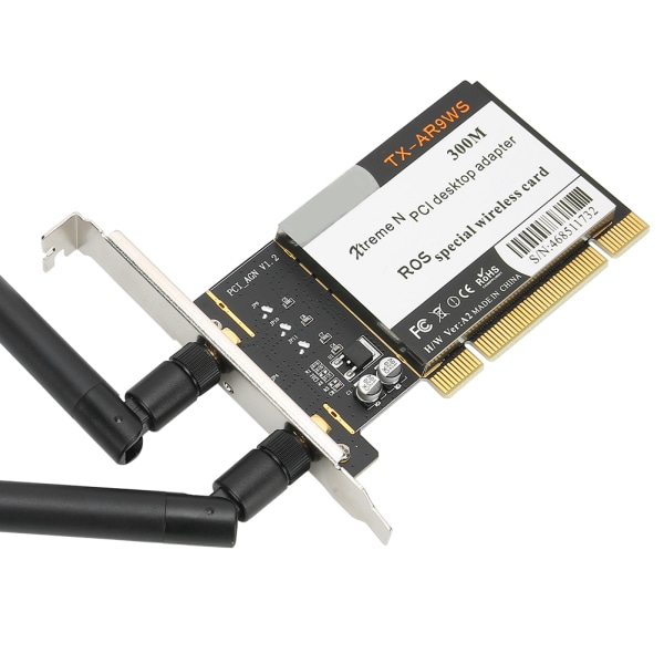 PCI-pöytäsovitin 300 Mbps 802.11b g n Langaton WiFi-verkkokortti 2 antenni AR9223