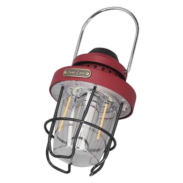 Campinglanterne Retro USB-lading 3 lysmoduser IPX4 vanntett campinglys for utendørs rød