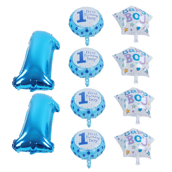10 st 1:a födelsedagsfest ballonger ljusa levande färger 1:a födelsedagstema grattis på födelsedagen ballong för första födelsedagsfest blå