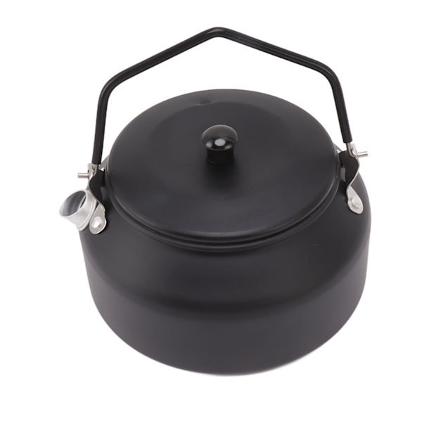 0,9L Campingkittel Multifunktionell Livsmedelskvalitet Aluminiumlegering Bärbar Tekanna för Camping Picknick Utomhus Vandring Matt Svart