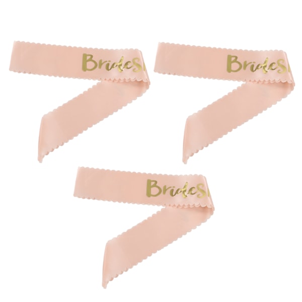 3 stk. Brud til at være Sash Pink Dobbeltsidet Satin Stof Elegant Komfortabel Touch Glossy Font Design Bryllup Tilbehør