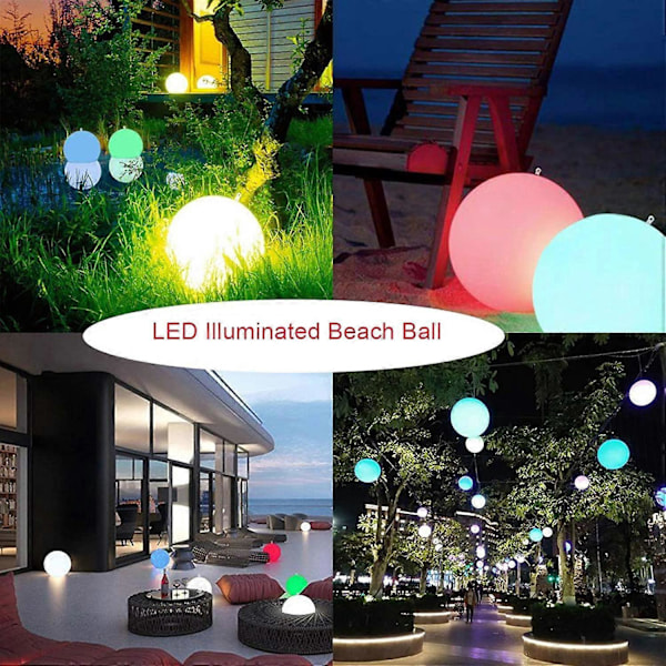 1 stk. 13 Farger LED Strandball, LED Opplyst Gigantisk Oppblåsbar Flyteleke og Ball med Fjernkontroll for Svømmebassengleker, Selvlysende Ballo