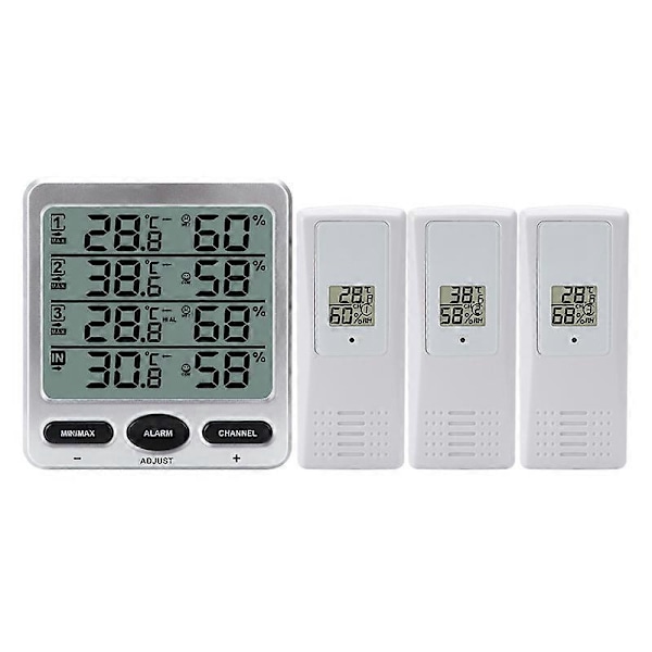 Digitalt termometer med fjernsensor, trådløst elektronisk termo-hygrometer for innendørs og utendørs bruk, for barnerom