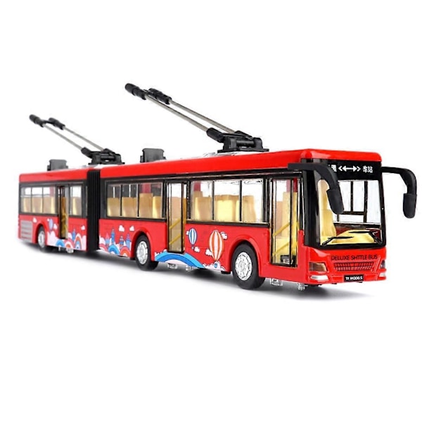 Høy Simulering 1:50 Legering Trekk Tilbake Dobbel Buss Bybuss Modell Rød