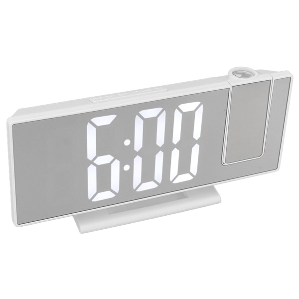 Digital Projektionsväckarklocka för sovrum Stor LED-display Spegel Projektionsväckarklocka Vit