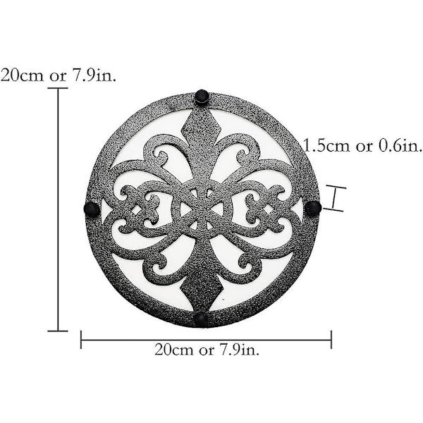 Ruosteenkestävä musta metallialusta - pyöreä, 20 cm