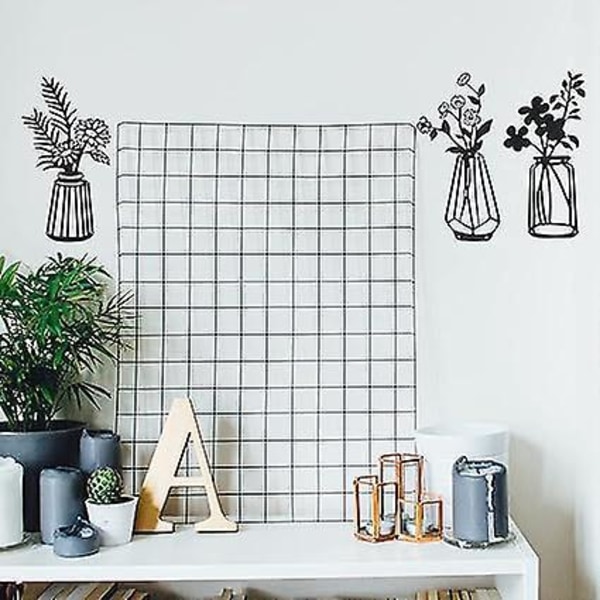 3 Delar Metall Blommor Väggdekor Svart Metall Väggkonst Metall Blommig Väggskulptur för Uteplats Balkong Vardagsrum Sovrum Matsal Kök Dekoration
