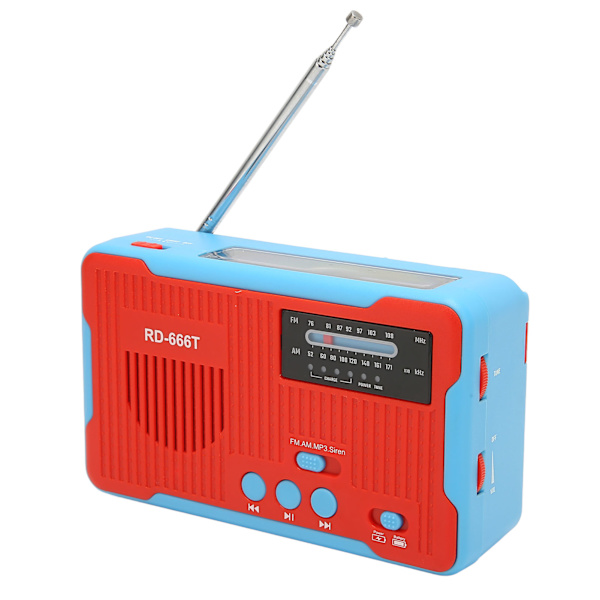 Nödradio solcellsdriven handvev AM FM multifunktions bärbar radio med LED-ficklampa för hem utomhus