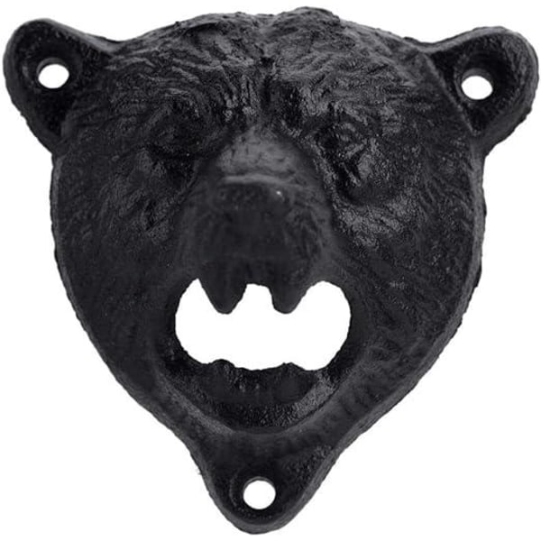 Vägghängd flasköppnare i form av ett björnhuvud i gjutjärn, bar och kökstillbehör