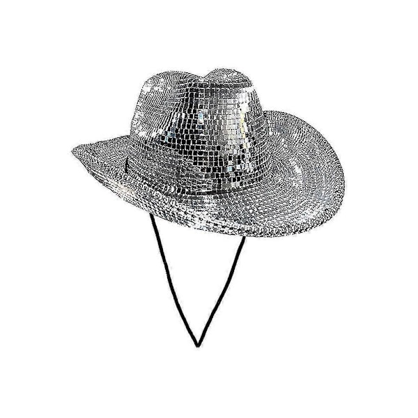 Disco Kugle Cowboy Hat, Spejlbelagt Kugle Cowboy Hat, Polterabend Hat