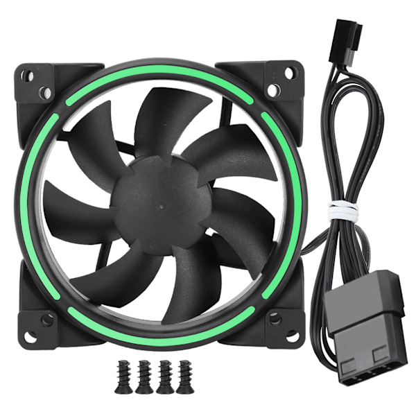 12V 24CFM LED Køleventilator 1500RPM Lydløs CPU Køler Computer Chassis RadiatorGrøn