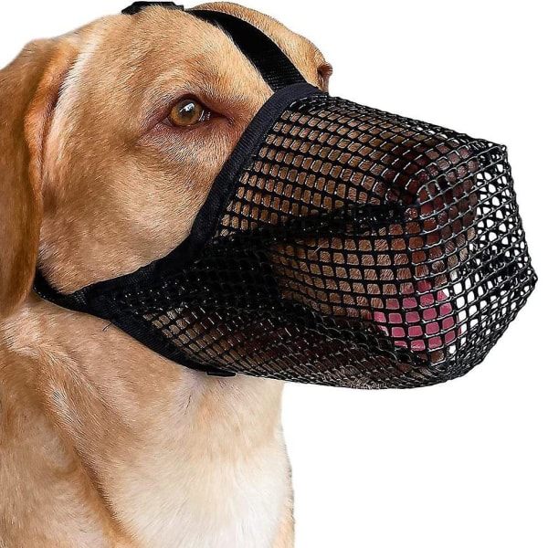 Pustende, avrundet netting for små, mellomstore og store hunder - Forhindrer spising, biting og tygging (svart, S)