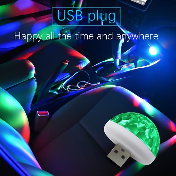 Mini bærbar USB krystallkulelys LED fargerik effekt lydkontroll scenelampe hjemmefestdekorasjon