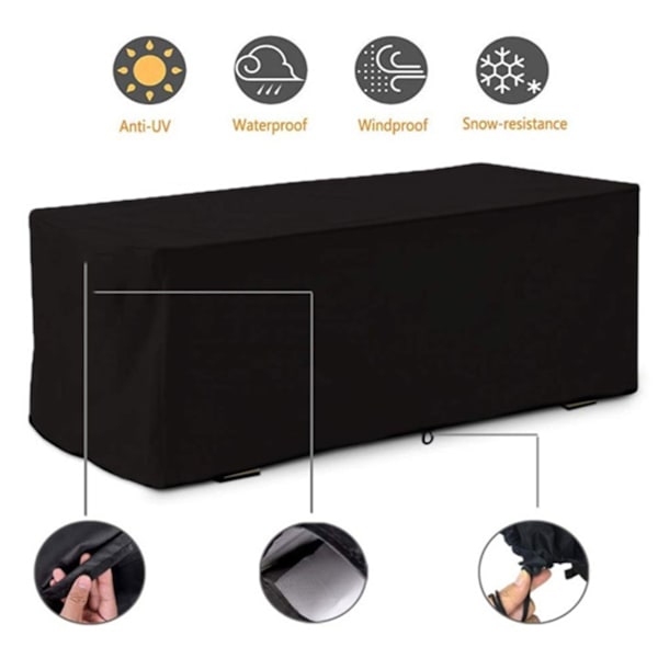 Vattentät UV-skyddande Deckboxöverdrag Förvaringslåda Skyddande Överdrag 123x62x55cm (Svart)