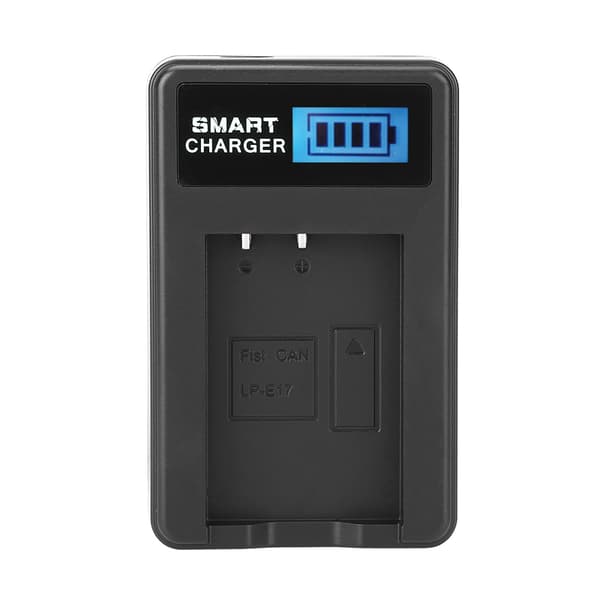 LP-E17 Batterilader Enkeltspor USB-lading med LCD-skjerm for Canon EOS M3 M5 M6 760D