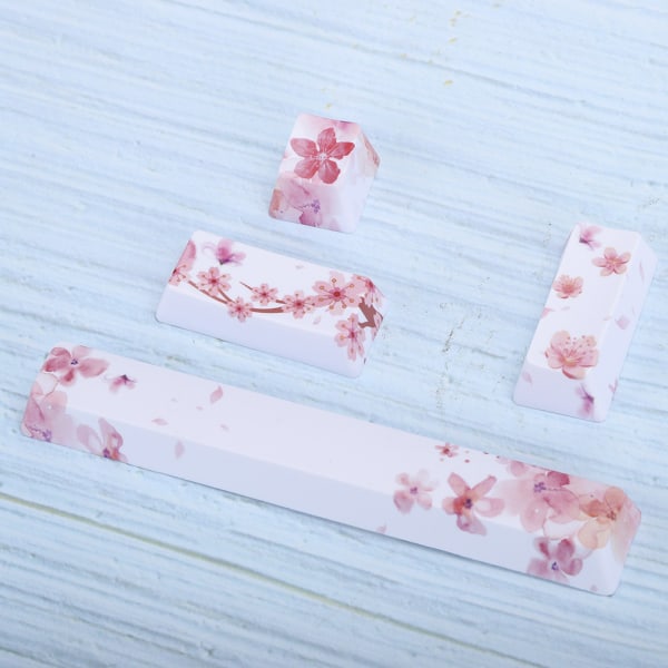DIY Sakura Pattern Keycaps Space KeyESC Key Enter KeyNumpad Enter Key Cap for mekaaninen näppäimistö (4 kpl, Sakura Pattern)