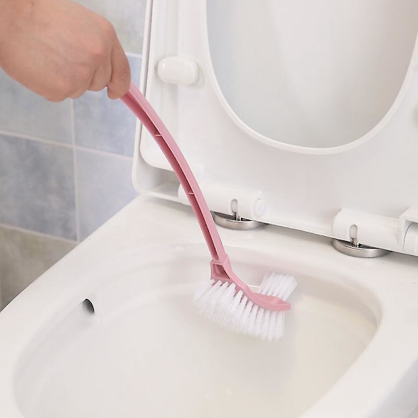 Luova pitkäkahvainen vessaharja - Kuolleen kulman puhdistusharja lavuaareille ja wc-pönttöille (Vaaleanpunainen)