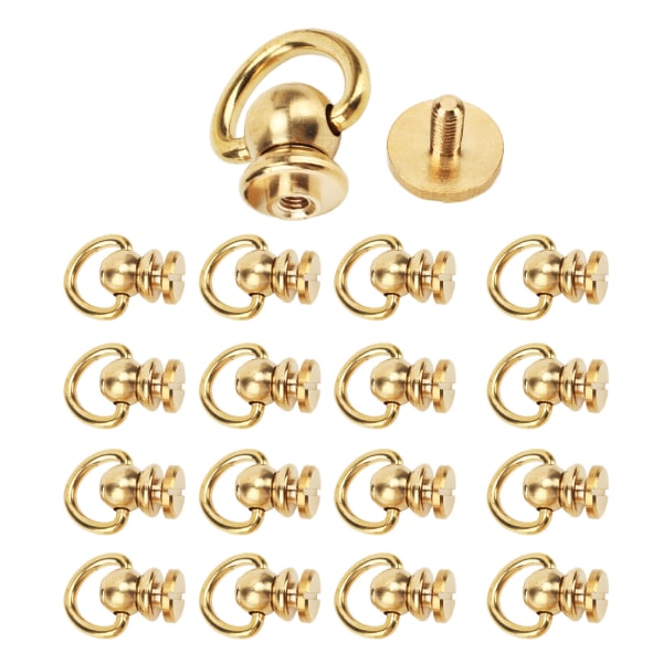 12 sæt D-ringstudsskrue Guld Messing Metalbelægning D-ringnitter til gør-det-selv læder pungrem Sko Dekoration S