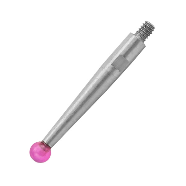 Kontaktpunkter för testindikator för urtavla (1 st) - Rubinspetsar, 2 mm kuldiameter, 16 mm längd, M1,4 gänga